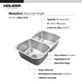thumbnail image 3 of Houzer Medallion Gourmet 31 in Stainless Steel Undermount 50/50 Double Bowl Kitchen Sink with Strainer - MGD-3120-1, 3 of 6