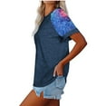 thumbnail image 4 of Pompotops Hauts pour Femmes Sexy Col Rond Imprimé Patchwork T-Shirt Blouse à Manches Courtes, 4 of 8