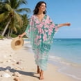 thumbnail image 3 of SEANATIVE Beach Kaftan Dress for Women Caftan Cover Up Bathing Suit Coverups Plus Size Kaftan Dress with Kimono Batwing Sleeves Casual Women Outfits, Hummingbird Floral Pink Green, 3 of 7