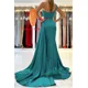 thumbnail image 2 of Vestido de dama de honor personalizado de un hombro para mujer, vestido de fiesta de sirena de satén plisado, vestidos de noche de fiesta de boda con abertura lateral larga, 2 of 5