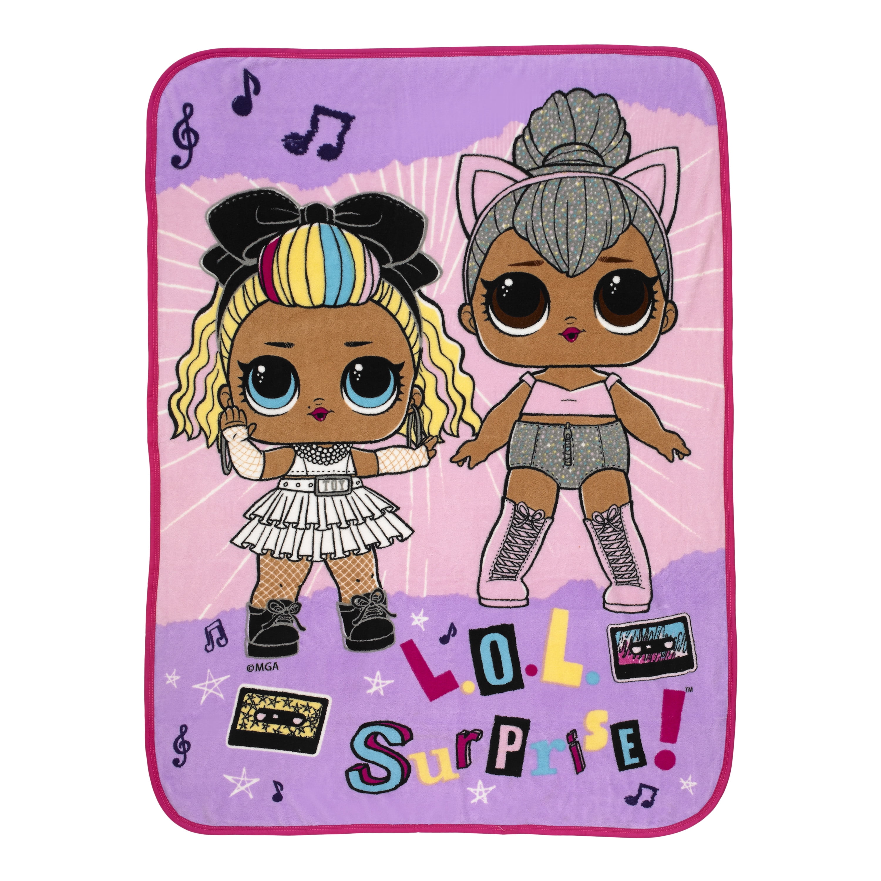 LOL Surprise Kids Fleece Throw Blanket, 46 x 60, Pink and Purple, MGA