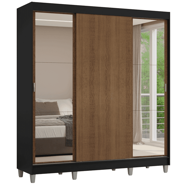 Ropero Madesa Reno 3 Puertas Corredizas Con Espejo y Pies M1