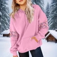thumbnail image 4 of Lorytime Christmas Hoodies for Girls Boys Printed Sweatshirt Long Sleeve Tops with Pocket Drop Shoulder Pullover Pink 120, 4 of 5