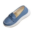 thumbnail image 2 of SYMOID Womens Blue Platform Loafers - Comfortable Pu Faux Leather Shoes with Bow Accent, Slip-Resistant Shock-Absorbent Sole, Wide Size 36-43 for Work & Casual Daily Wear,Size 40, 2 of 7