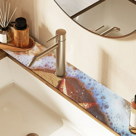 

Starfish on Beach Faucet Mat for Kitchen Sink 30 Sink Splash Guard Mat Super Absorbent Fast Drying Drain Pad