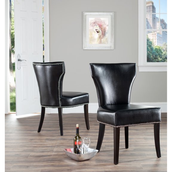 SAFAVIEH Jappic Glam Style Upholstered Curved Side Chair, Set of 2 (22.8 in. W x 25.8 in. D x 37 in. H)
