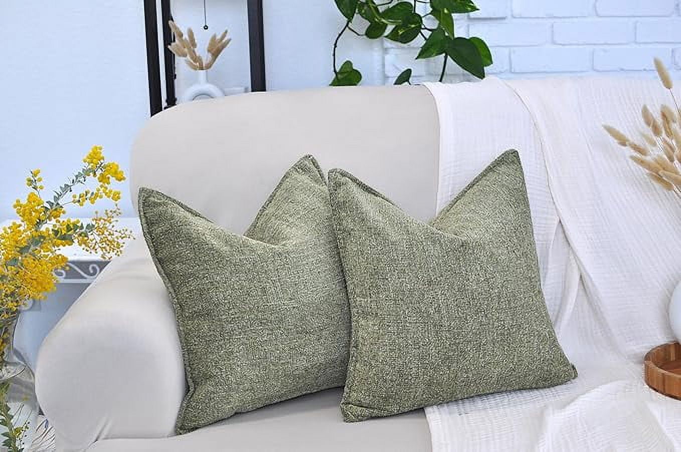 24x24 pillow covers Olive Green Set of 2, Textured Chenille Large Square Cushion Covers / Pillow Shams, Oversized Soft Pillowcases For Sofa Throw Pillows