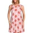 thumbnail image 1 of Vsdgher Robes d'Été Imprimé Fraise pour Femmes Robe de Plage Décontractée Col en U Sans Manches Robe d'Été Ample avec Poche, 1 of 7