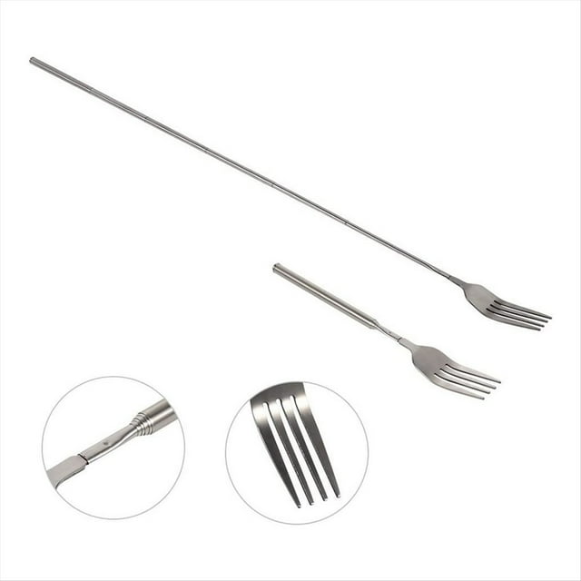 Tenedores Extensibles, Tenedores Telescópicos para Barbacoa de Acero Inoxidable, 8,7-25,4 Pulgadas, Tenedor de para Postre, Tenedores para Cubiertos de Postre de Fruta