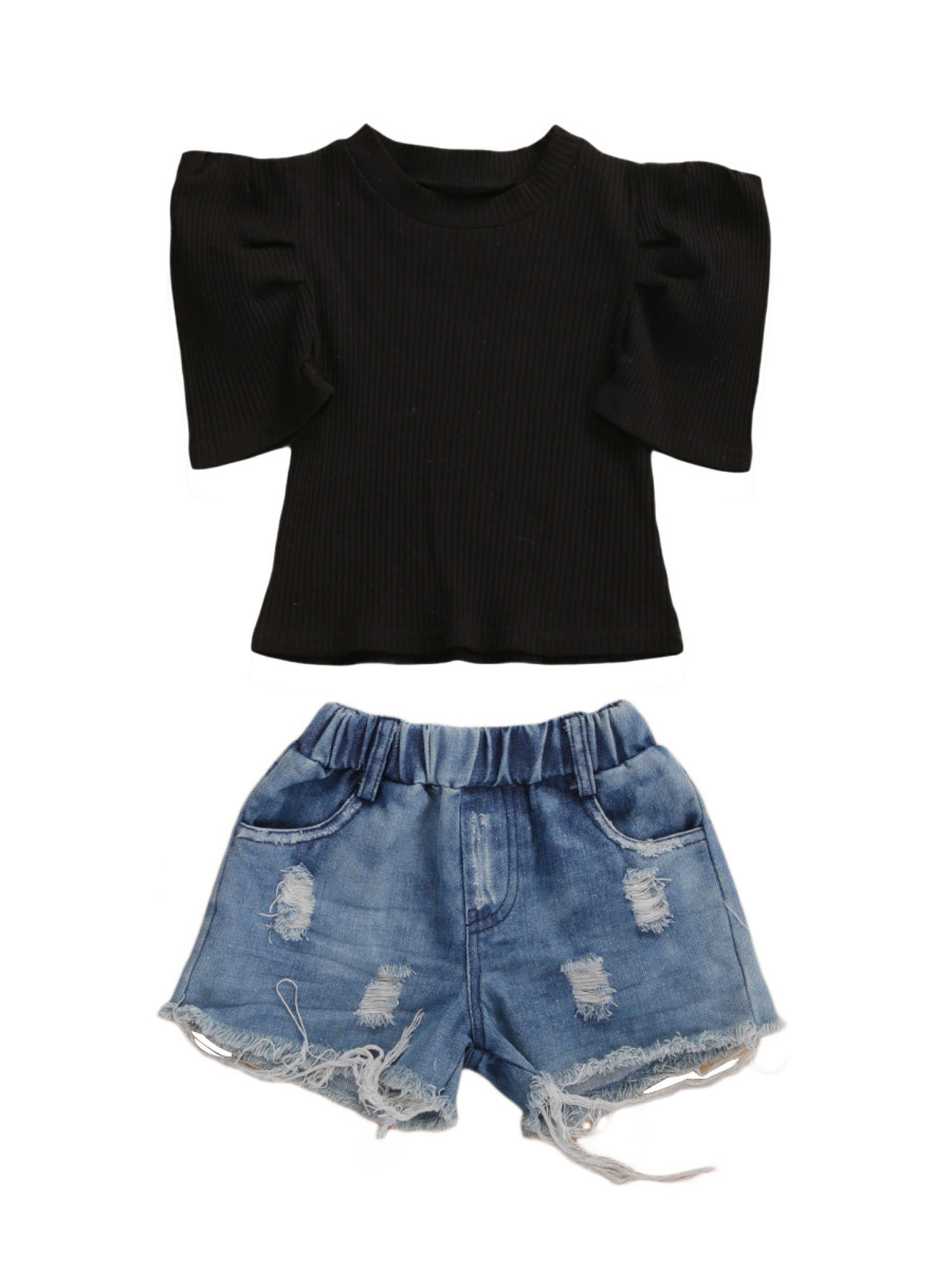 baby black denim shorts