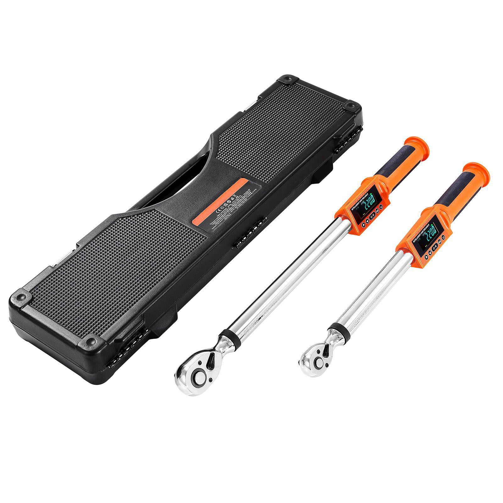 2-Piece Digital Torque Wrench Set 1/2 3/8 Inch Drive 72-Tooth 2% High Accuracy Electronic Torque Wrench with Preset Value Buzzer LED Notification for Automotive Motorcycle