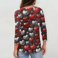 thumbnail image 3 of Fgvctg Valentine's Day Womens Spring Tops Casual 3/4 Length Sleeve Crewneck Shirt Soft Date Night Pullover Top Loose Cute Love Heart Print Half Sleeve Blouse Dark Gray 5XL, 3 of 6