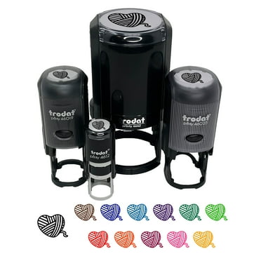 Yarn Heart Self-Inking Rubber Stamp Ink Stamper - Black Ink - Mini 1/2 Inch