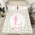 thumbnail image 2 of Castle Fairy Personalized Initial Letter L 3Pcs Twin Sheet Sets for Children Women Men,Floral Rose Bow-Tietwin Fitted Sheet,Monogrammed Alphabet Breathable Flat Sheet,Breathable Home Decor, 2 of 7