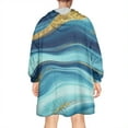 thumbnail image 2 of Blue Marble Gold Wave Pattern Wearable Oversized Blanket,Wearable Blanket Hoodie for Adults,Cozy Hooded Blankets with Super Pockets,Super Warm Fuzzy Pullover for Women & Men, 2 of 6