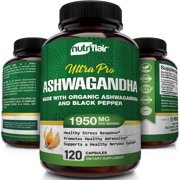 NutriFlair Ashwagandha Capsules for Natural Anxiety and Stress Relief Dietary Supplements 120 Capsules