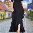 thumbnail image 1 of Faldas largas Falda elegante para mujer Ropa diaria informal de corte holgado asimétrico (Negro L) Cgtredaw Negro T L para Mujer, 1 of 6