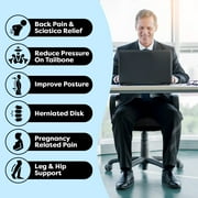 Extra Thick Coccyx Orthopedic Memory Foam Seat Cushion by FOMI Care Black Large Cushion For Car or Truck Seat, Office Chair, Wheelchair Back Pain Relief