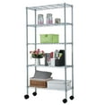 thumbnail image 3 of Kitchen Storage Shelf Rolling Cart 5-Layer Iron Kitchen Rack with Wheels Silver, 3 of 7