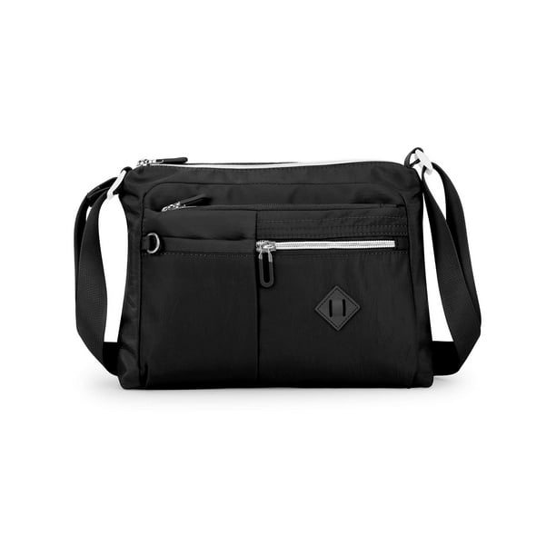 Gustave Nylon Crossbody Bag Purse for Women Casual Travel Shoulder Handbag Waterproof Lightweight Satchel Messenger Bags with Lots of Pockets Black