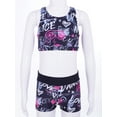 thumbnail image 3 of CHICTRY Kids Girls Two Piece Dance Outfit Crop Top with Shorts Set Activewear Black Rose Red 12, 3 of 7