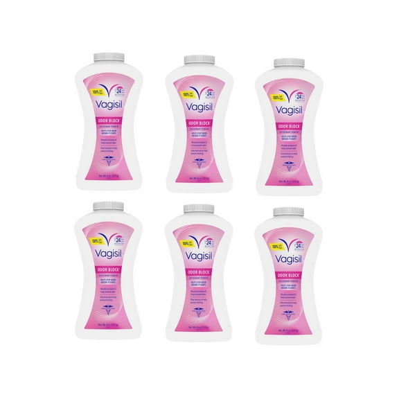 Vagisil Deodorant Powder 8 oz,Patented Odor Block Protection! Absorbs Moisture& Helps Prevent Odor Pack of 6