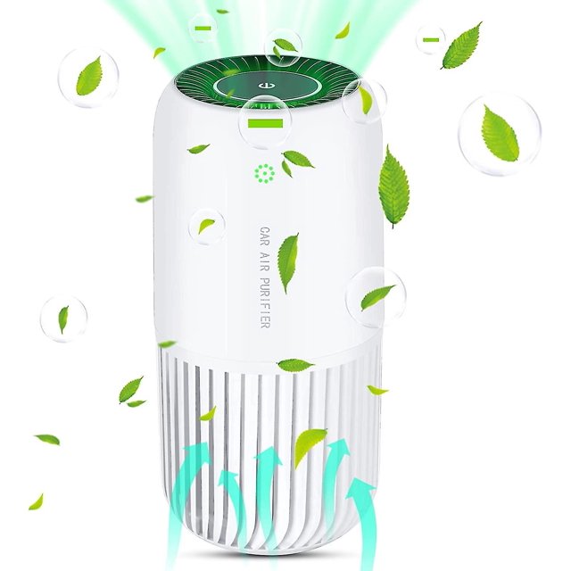 Mini purificador de aire que combate el 99,97% del polvo y el humo, con filtro Hepa Purificador de aire para automóvil adecuado para alérgicos y fumadores (blanco) (hy)