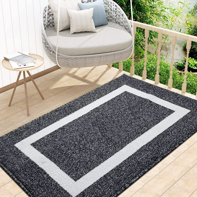 XICEN Tapis de Porte Intérieur, 32x48, Antidérapant Absorbant Résistant à la Saleté Tapis d'Entrée, Lavable à la Machine Profil Bas Tapis d'Entrée Intérieur pour Vestibule, Noir