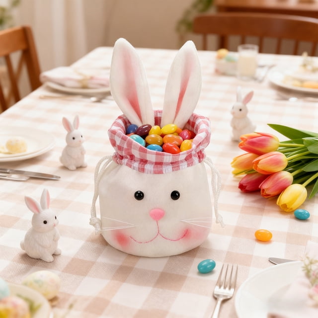 Bolsas de Dulces de Pascua, Galletas de Conejo de Orejas Largas, Bolsas de Regalo con Cordón.