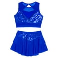 thumbnail image 6 of Doomiva Big Girls 2 Piece Dance Outfits Crop Top with Skirt Jazz Latin Ballroom Performance Dancewear Royal Blue 8, 6 of 7