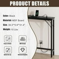 thumbnail image 4 of Jojoka 5.9" Narrow Sofa Table with Power Outlets, Slim Console Table, Farmhouse Behind Couch Table with Metal Frame & Wood Top for Entryway, Hallway, Foyer, Living Room - Rustic Black, 4 of 7