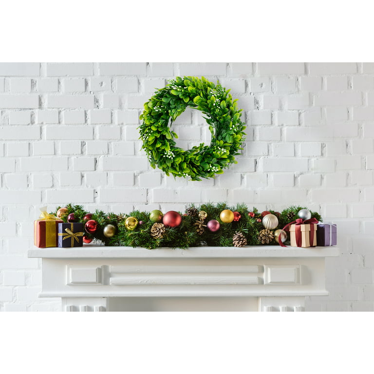 Lvydec 2 Pack Artificial Boxwood Wreath - 11 Mini Boxwood Wreath Green  Candle Wreath for Wall Window Home Decoration