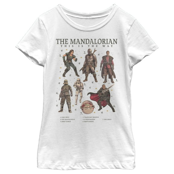 Girl's Star Wars: The Mandalorian Character Guidebook  Graphic Tee White Medium