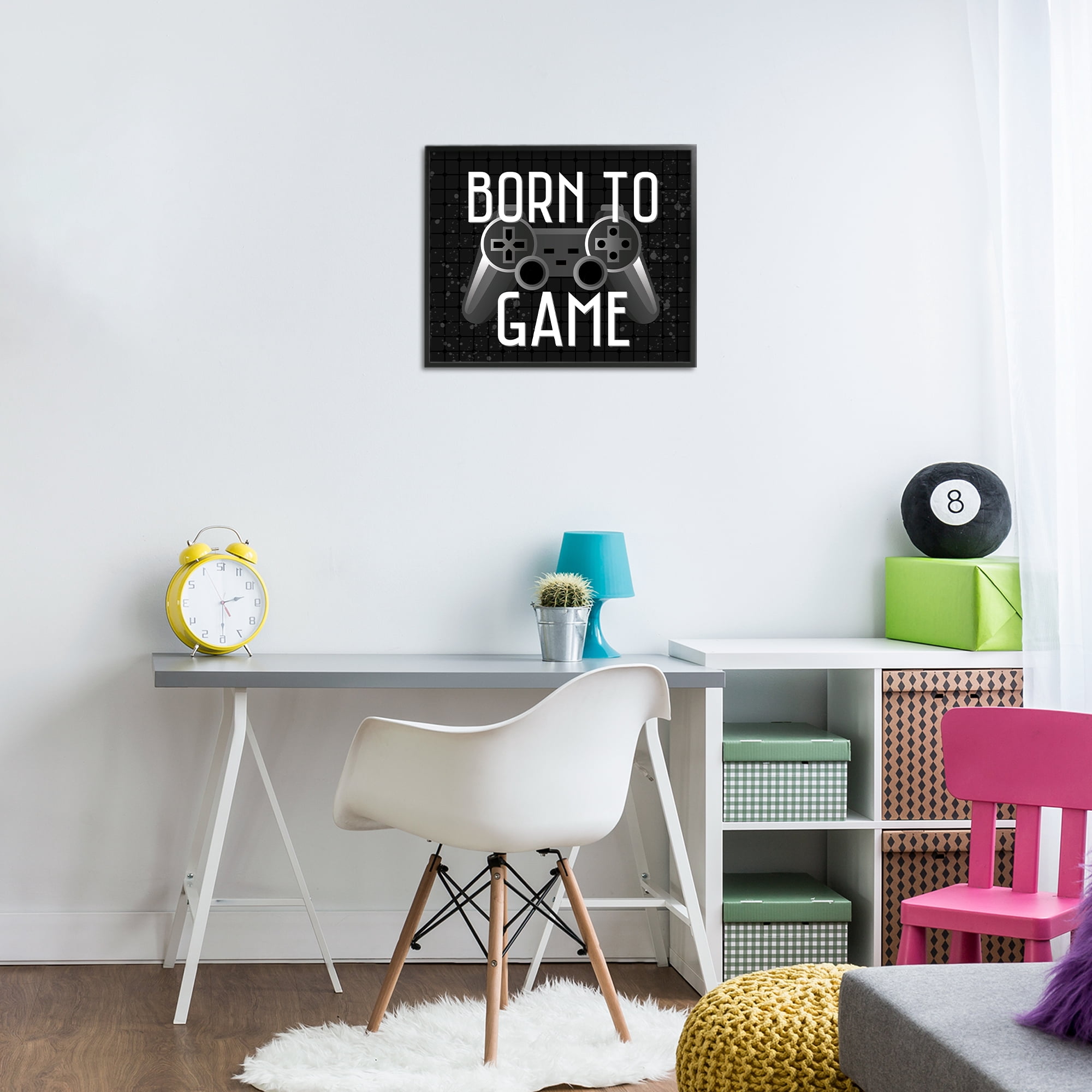 Stupell Industries Born To Game Retro Black Framed Giclee Art, design by Kim Allen
