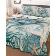 thumbnail image 3 of Quilts Twin XL Size, Teal Coastal Crab Soft Comforter Bedding Set for Bed, Vintage Summer Beach Nautical Coral Lightweight Quilted Bedspread with Pillow Cover(2 Pieces) for All Season, 68x98 Inch, 3 of 6