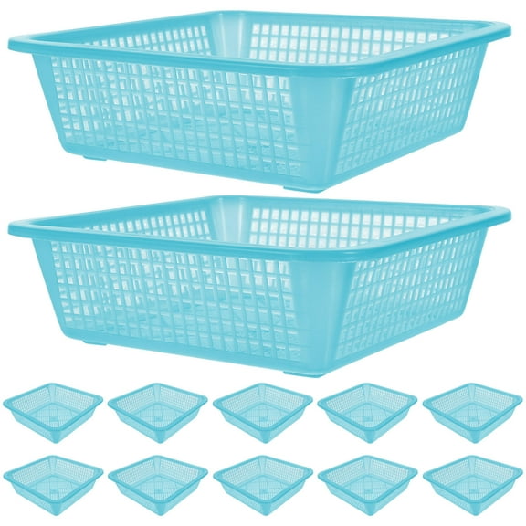 SOPOTUTU 12-Pack Sky Plastic Storage Bins with Perforated Design for Home Organization and Storage