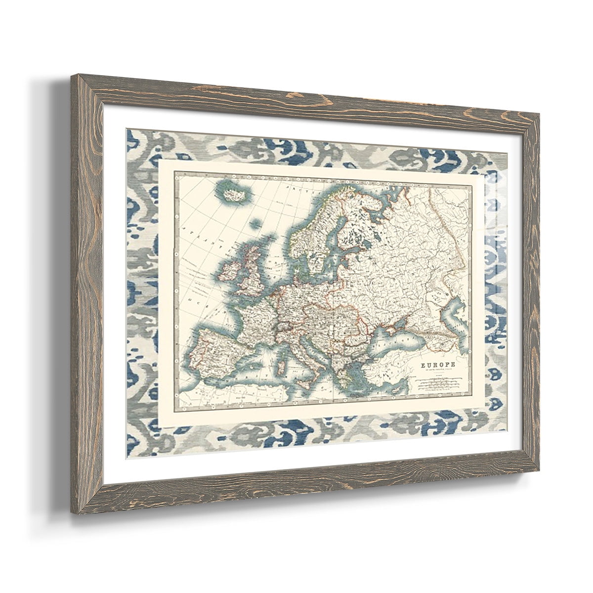 Bordered Map of Europe-Premium Framed Print - Ready to Hang