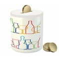 thumbnail image 3 of Wine Piggy Bank, Colorful Outline Bottles and Glasses Bar Party Drink Cocktails Modern Fun Pattern, Ceramic Coin Bank Money Box for Cash Saving, 3.6" X 3.2", Multicolor, by Ambesonne, 3 of 4