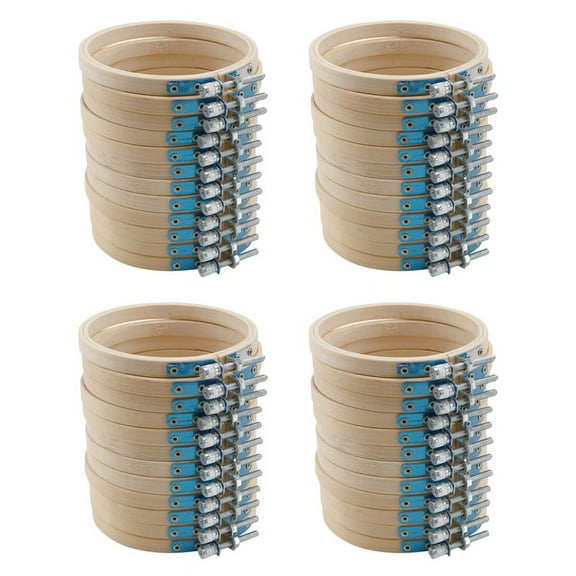 48 Pieces 4 Inch Embroidery Hoops Set Bulk Bamboo Circle Cross Hoop Round Ring