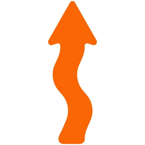 LiteMark 11 Inch Orange Adhesive Curly Arrow Decal Stickers for Floors, Walls, and Steps - Pack of 10