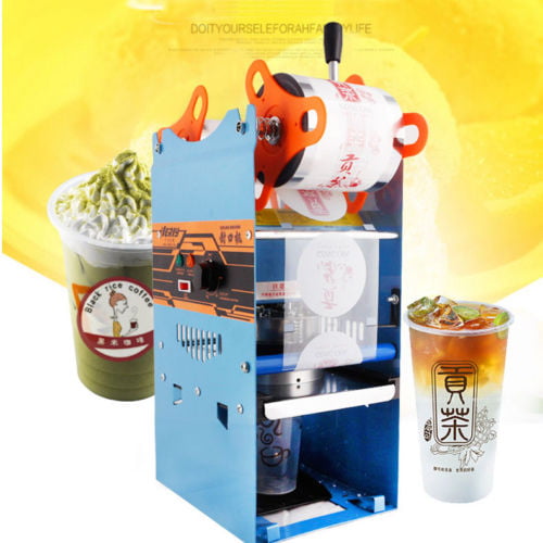 220V Electric Manual Plastic Cups Sealer Drink Tea Sealing Machine 300Cups/h 