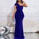 thumbnail image 5 of Vestido largo Cololura para mujer con lentejuelas en un solo hombro, azul, 5 of 9