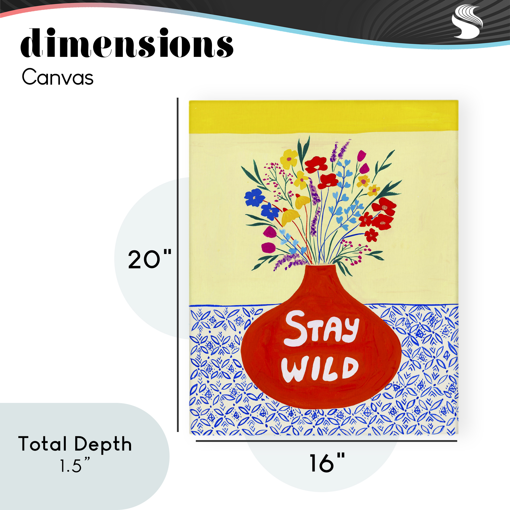 Stay Wild Midcentury Flowers Canvas Wall Art, design by Nabeela Rumi