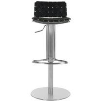 SAFAVIEH Floyd Gas Lift Stainless Steel Leather Barstool, Black