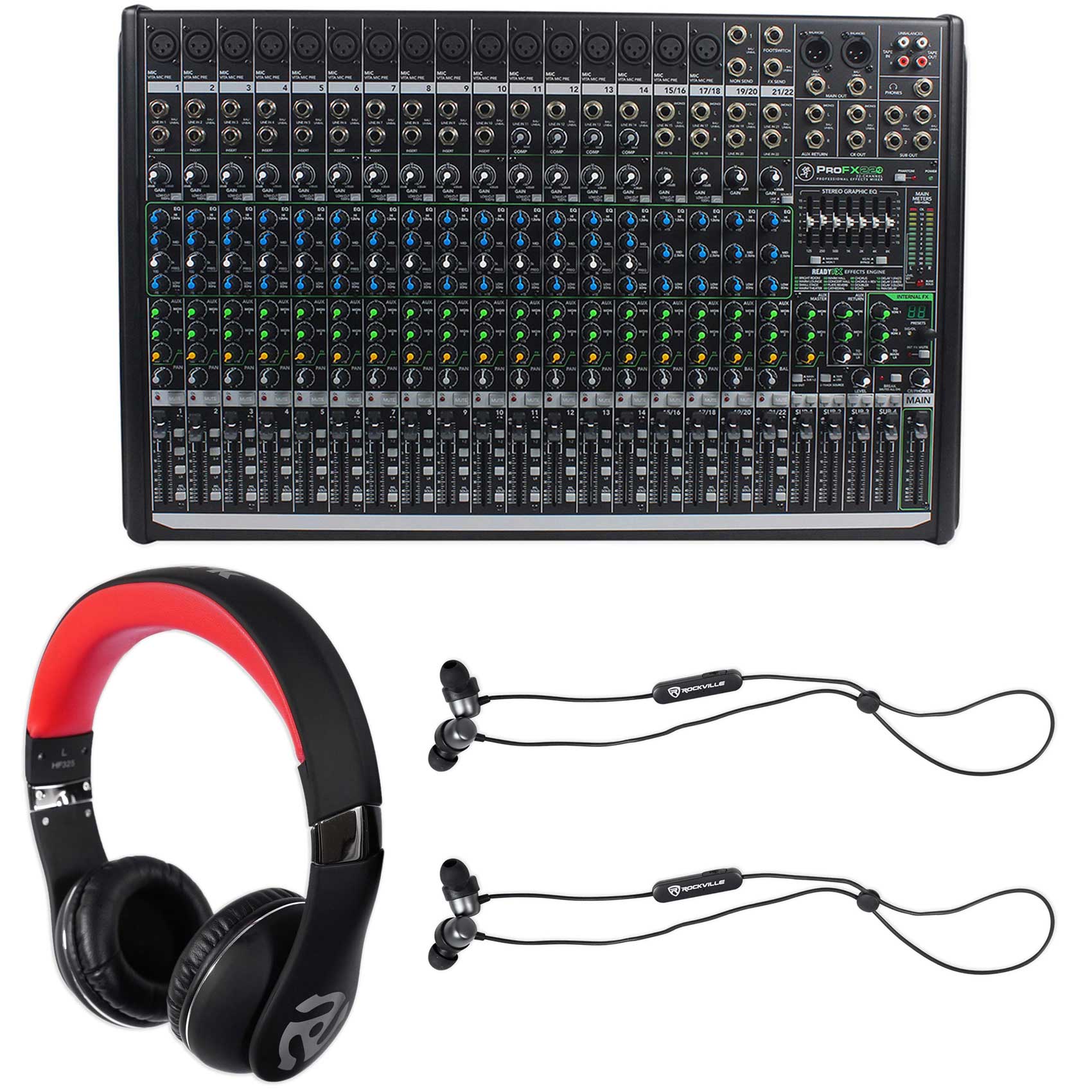 Mackie PROFX22v2 Pro 22Channel 4 Bus Mixer w/Effects/USB+ (3) Earbuds