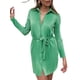 thumbnail image 3 of VISgogo, minivestido camisero para mujer, Color sólido, cuello vuelto, manga larga, vestido con botones, vestido informal de primavera para mujer con cinturón VISgogo moda, 3 of 6