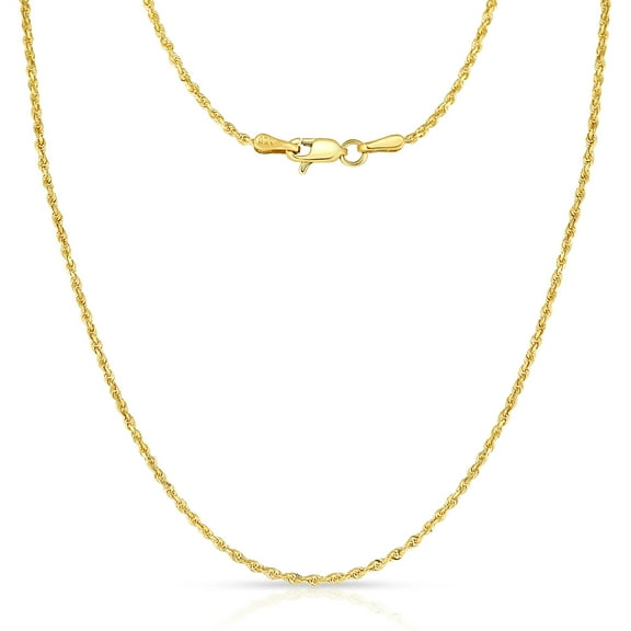 Floreo 14K Yellow Gold 1.5mm Solid Rope Diamond Cut Chain Necklace
