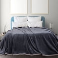 thumbnail image 1 of PiccoCasa Flannel Fleece Blanket Soft Warm Wide Hemmed Gray Queen, 1 of 10