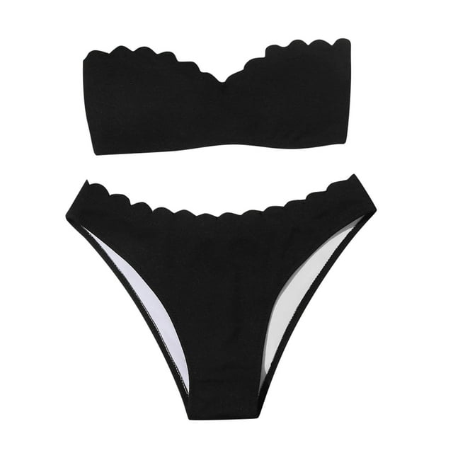 Bandeau Bikini Swimsuit Print Women's Beach Two Piece Flower Swimwear