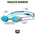 thumbnail image 2 of ARENA Tracks Unisex Adult Essential Racing Swim Goggles for Competitive Swimmers Men and Women FINA-Approved Anti-Fog Coated Mirror Lens, Turquoise/Future Dusk/Water, 2 of 8